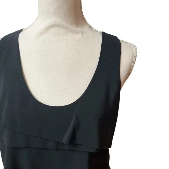 AQUA Black Tiered Racerback Sleeveless Blouse Large - Picture 2 of 10